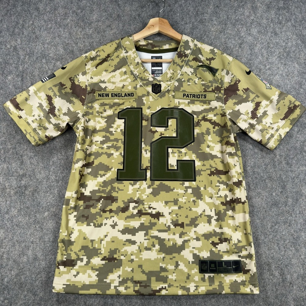New England Patriots Jersey Youth Large NFL Football Tom Brady 12 Salute Nike
